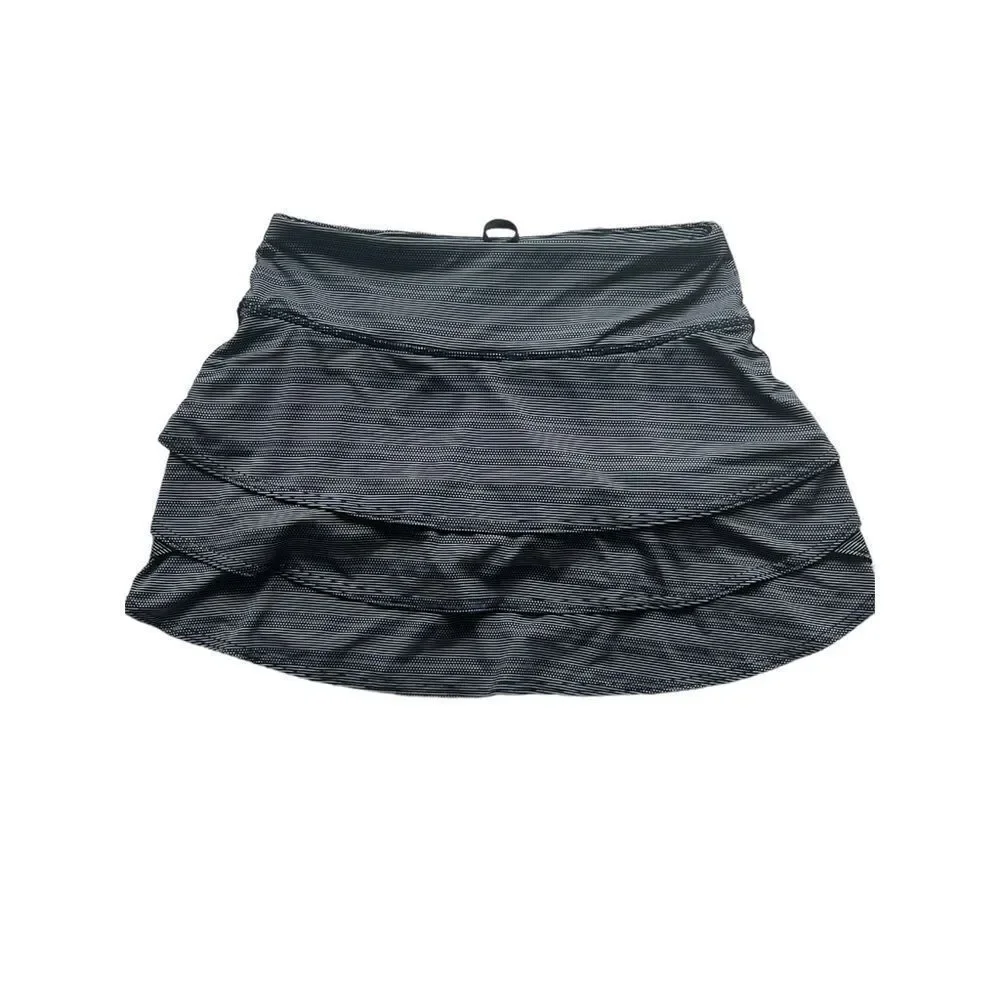 Athleta Navy Blue Stripe Swagger Ruffle Tennis Athletic Golf Activewear Skort S